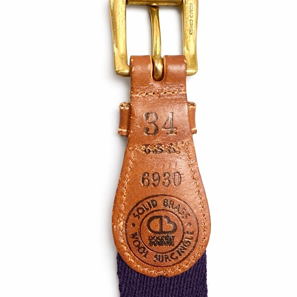 Vintage Dooney & Bourke Wool Surcingle Navy and Cream/Solid Brass Buckle Unisex - Picture 3 of 3